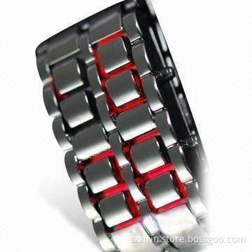 Iron Samurai Japanese Inspired LED Watch with Volcanic Lava and Metal Alloy Electroplate Case
